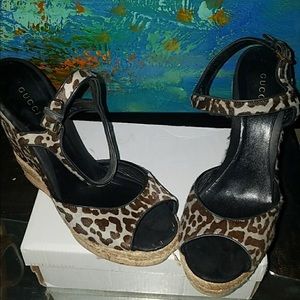 Pony hair Gucci wedge